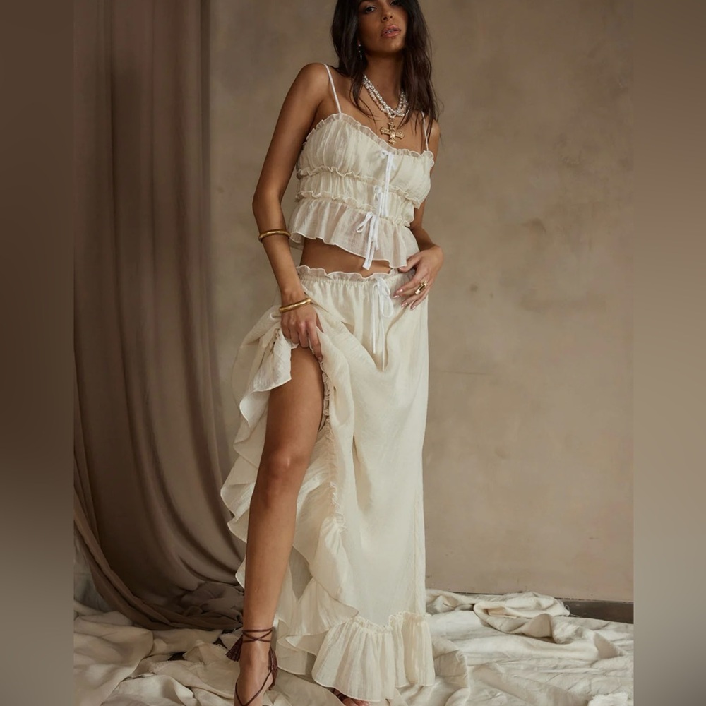 12th tribe Dahlia Baby Yellow Maxi Skirt